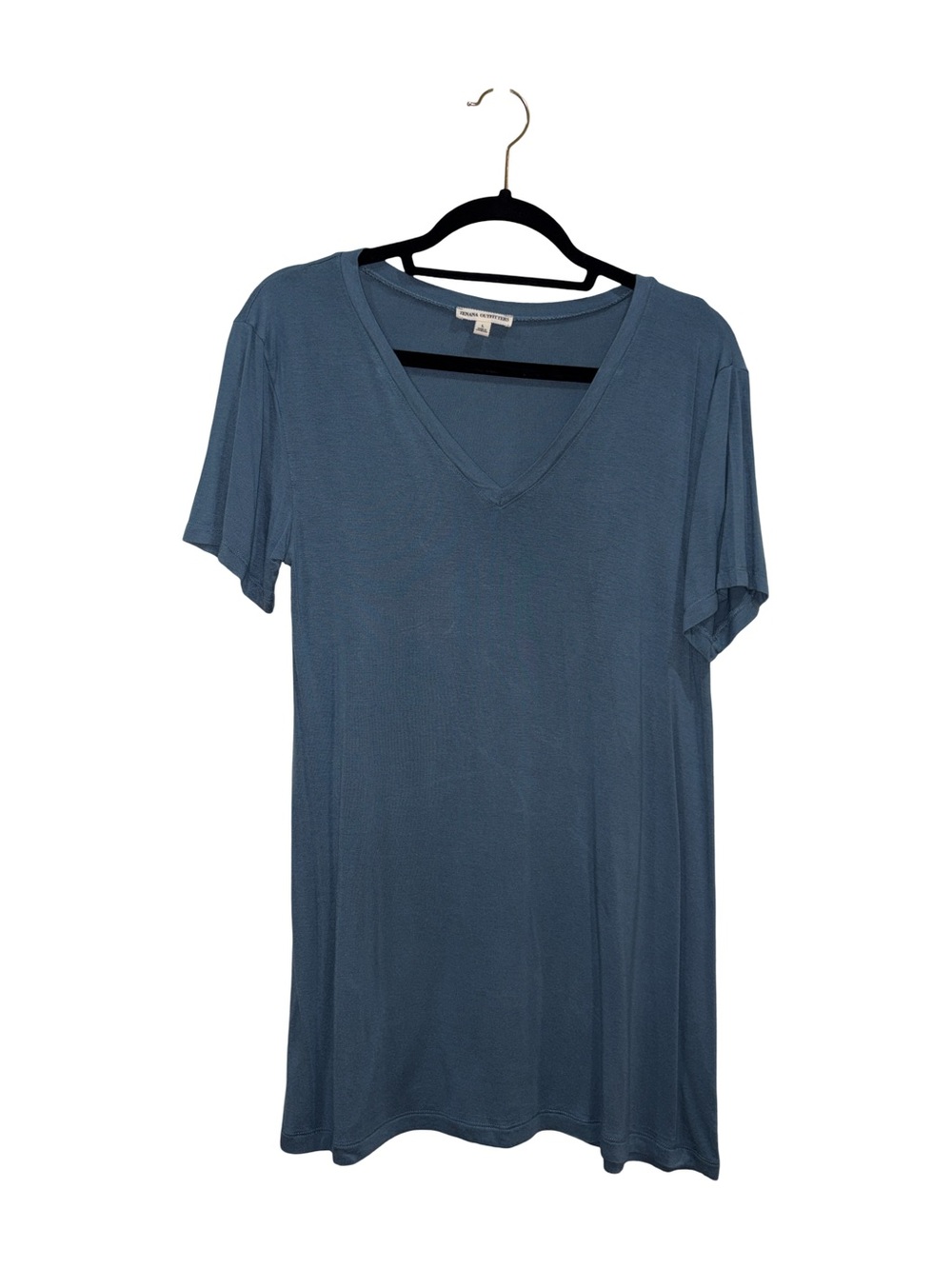 🏡 Zenana Outfitters V-Neck Short Sleeve Top - Slate Blue - Size L